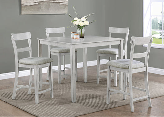 5pcs 2254DW Henderson White Wood Counter Height Dining Set