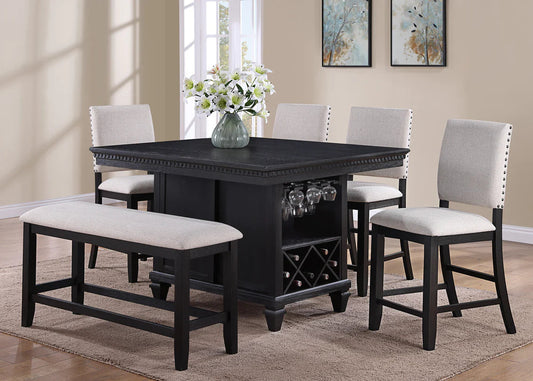 6pcs Regent Charcoal Black Counter Height Dining Set