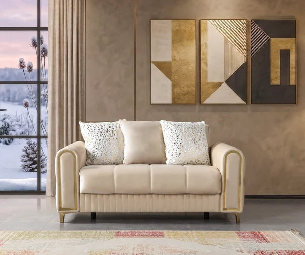 Sandra Ivory Velvet Loveseat