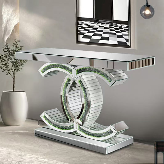 Glow Mirror Glass Multicolor Console