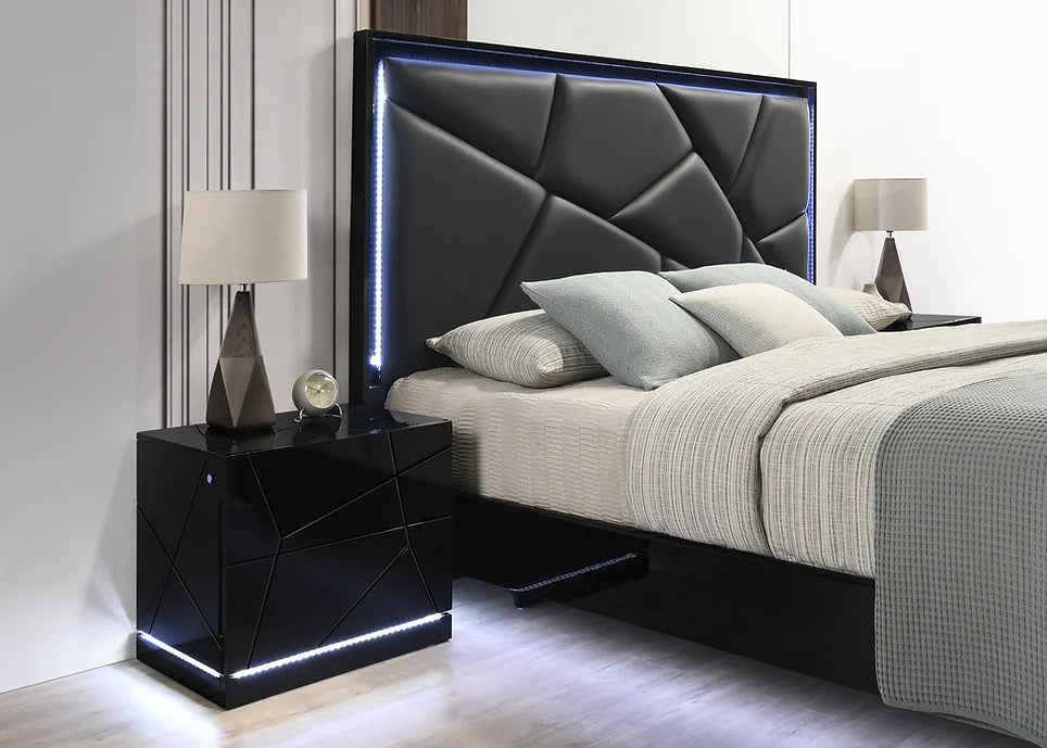 5pcs LED Black Bedroom Set