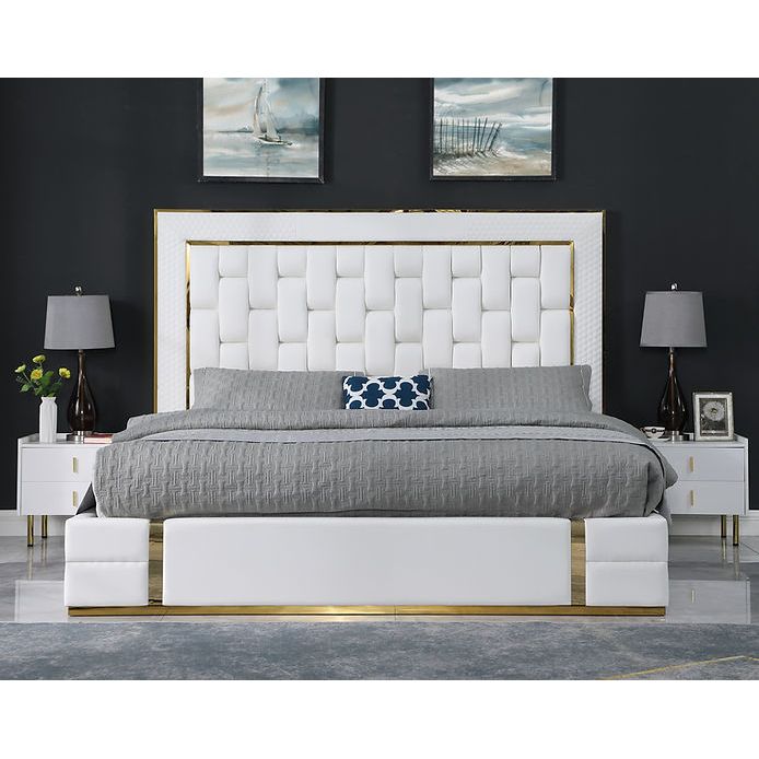 B700 Marbella (White/Cream) - Queen Bed