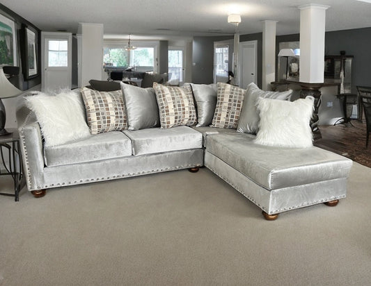 S315 Silver Velvet Sectional