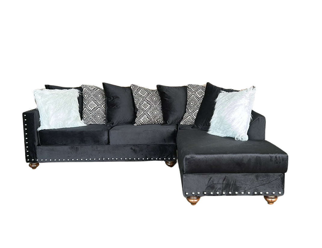 S315 Black Velvet Sectional