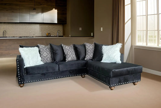 S315 Black Velvet Sectional