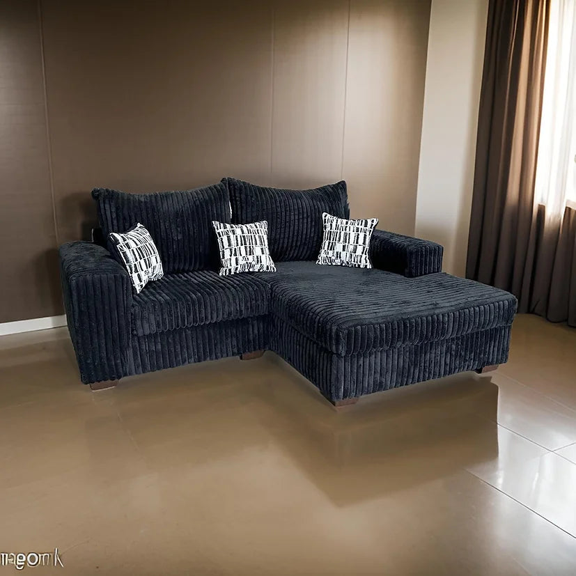 S340 Nashville Black Corduroy Sectional