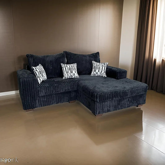 S340 Nashville Black Corduroy Sectional