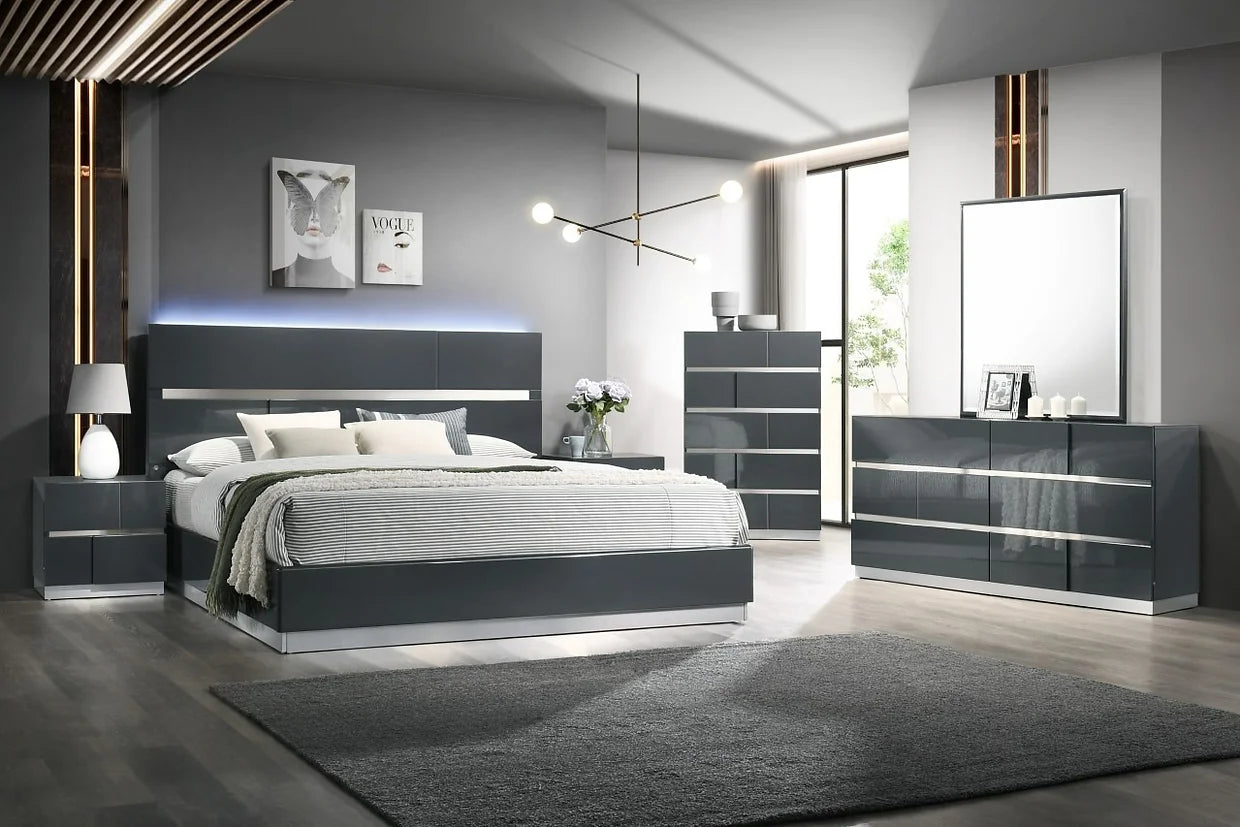 5pcs B55 Verona Black Finish Bedroom Set