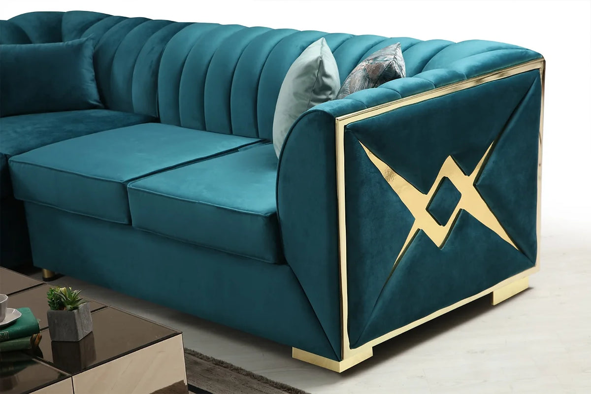 S6105 Ariana Aqua Velvet Sectional