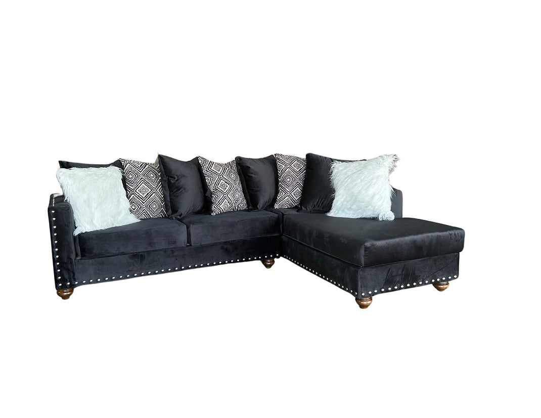 S315 Black Velvet Sectional