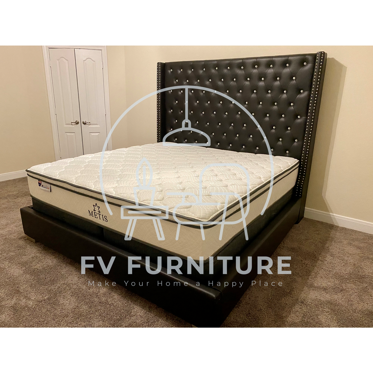 6FT Leather Diamond Bed Frame (Multiple Colors)