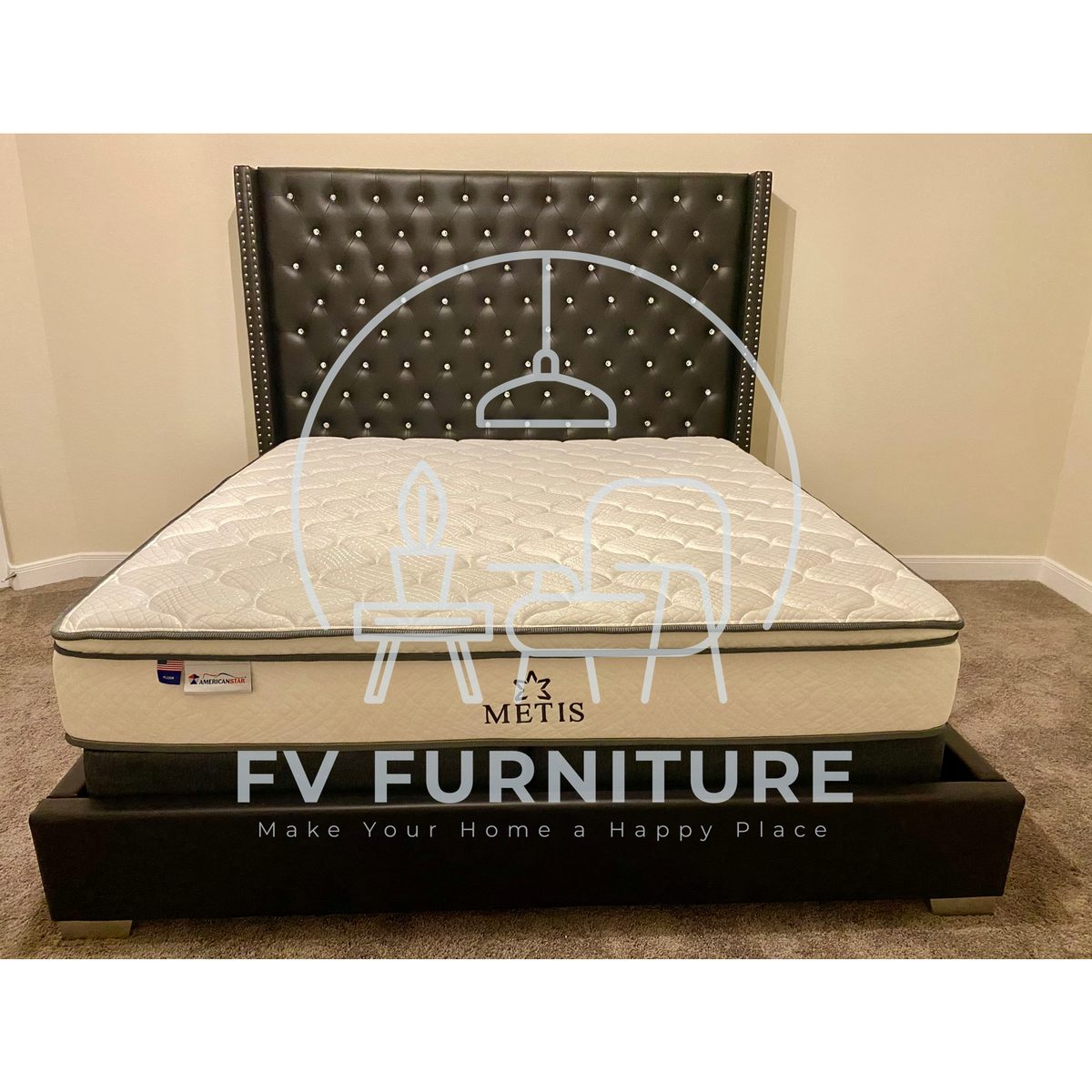 6FT Leather Diamond Bed Frame (Multiple Colors)