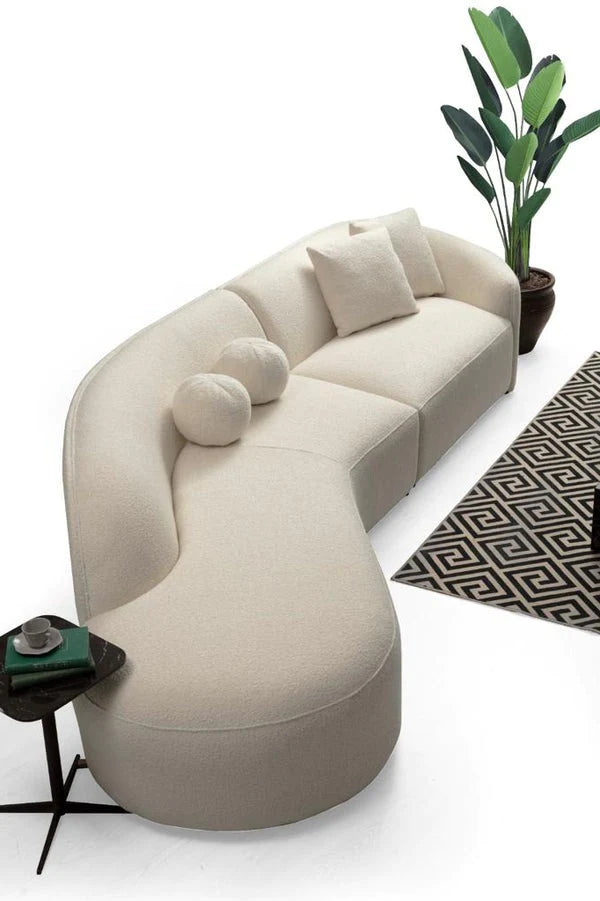 Cloe Ivory Boucle Curved LAF Sectional