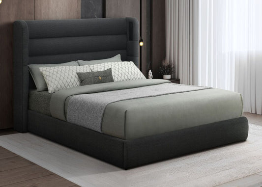Hero Black Boucle Fabric Platform Bed Frame
