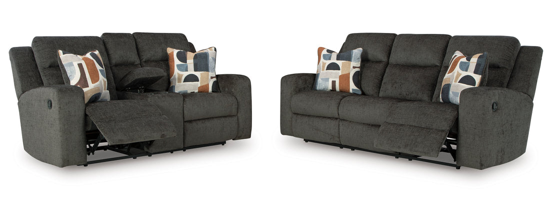 3pcs or 2pcs Ashley 386-07 Grey Reclining Sofa Set
