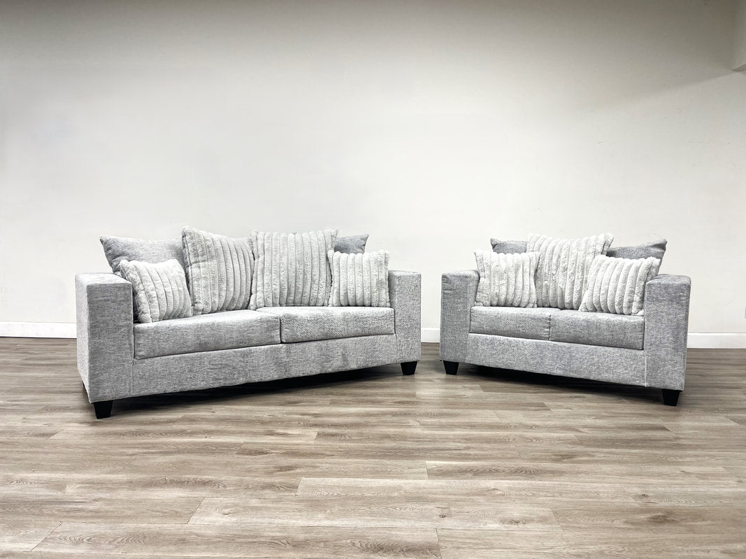 410-2PC-GRAY Sofa and Loveseat