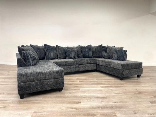 411 Charcoal Double Chaise Sectional