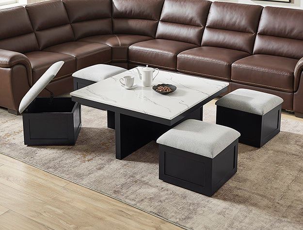 MARTA COF TBL W/4 STORAGE OTTOMANS