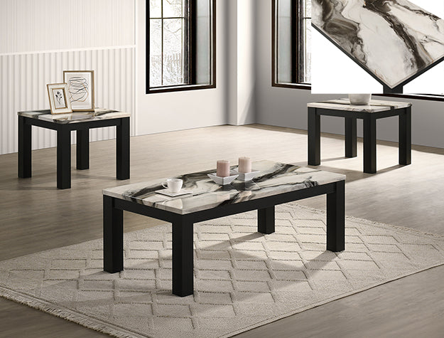 IVY 3-PK CKTL SET FAUX MARBLE BROWN
