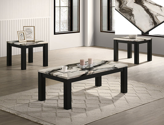 IVY 3-PK CKTL SET FAUX MARBLE BROWN