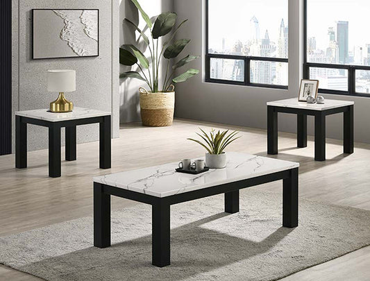 3pcs 4170 Ivy Marble Cocktail Table Set