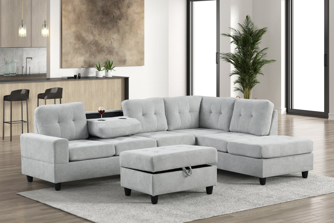 41Heights Reversible Gray  Sectional & Ottoman