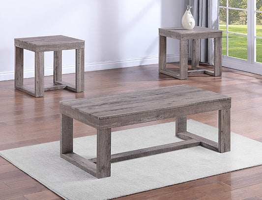 3pcs 4216 Knott Wood Finish Cocktail Table Set