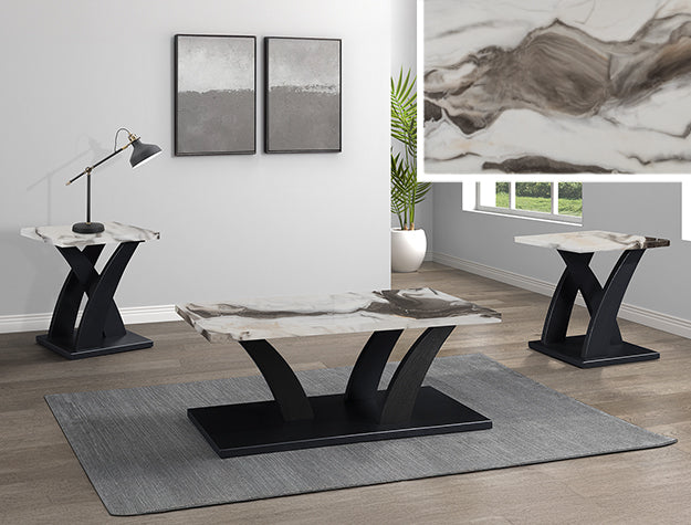 ZION 3PK FAUX MARBLE CKTL SET BRN