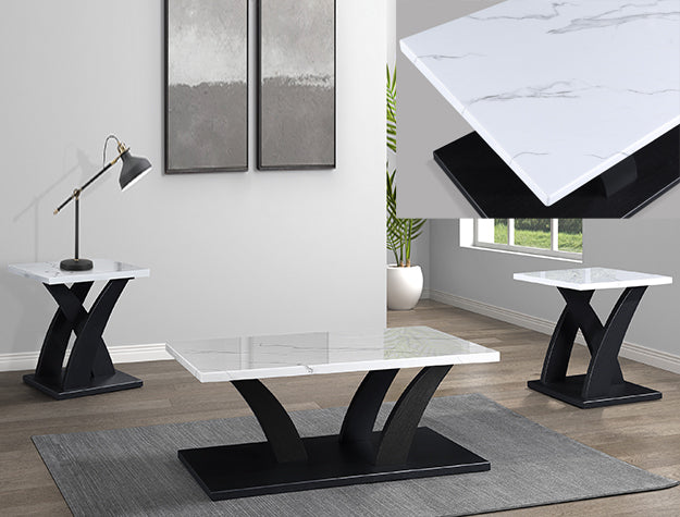 3pcs 4227 Zion Marble Top Cocktail Table Set