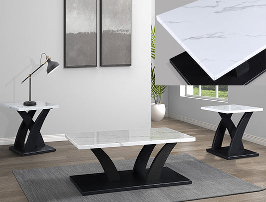 3pcs 4227 Zion Marble Top Cocktail Table Set