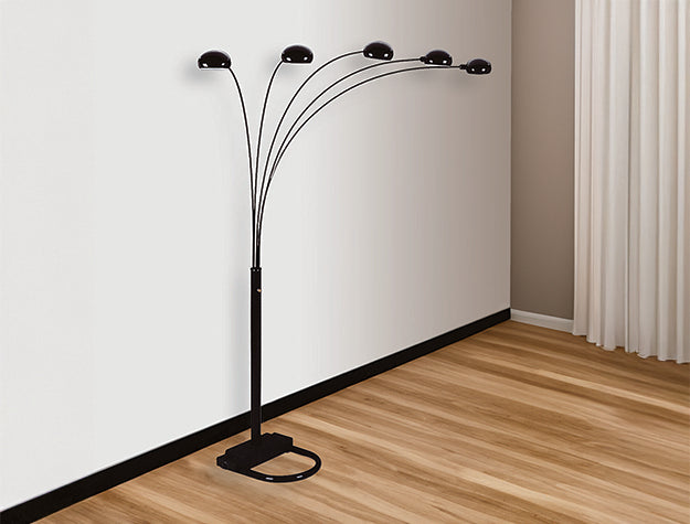 PEACOCK SHADE FLOOR LAMP BK 82"H