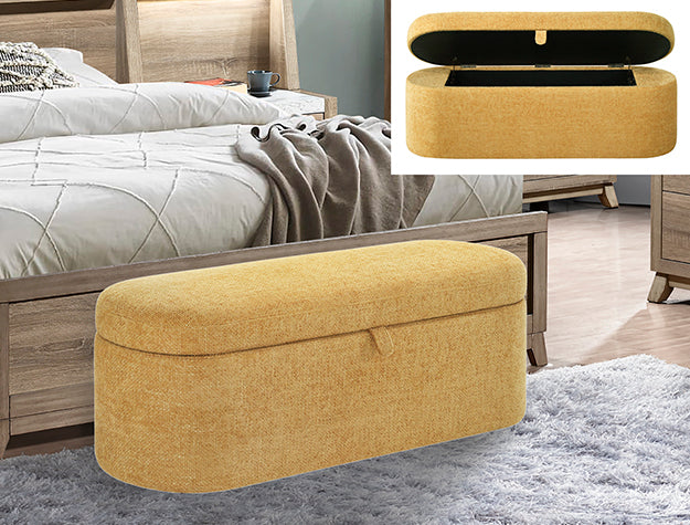 PHILIPA STORAGE BENCH-GOLD TWEED