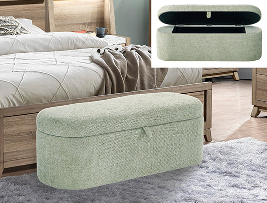 4924gr-bench Philipa Storage Bench Light Green Tweed