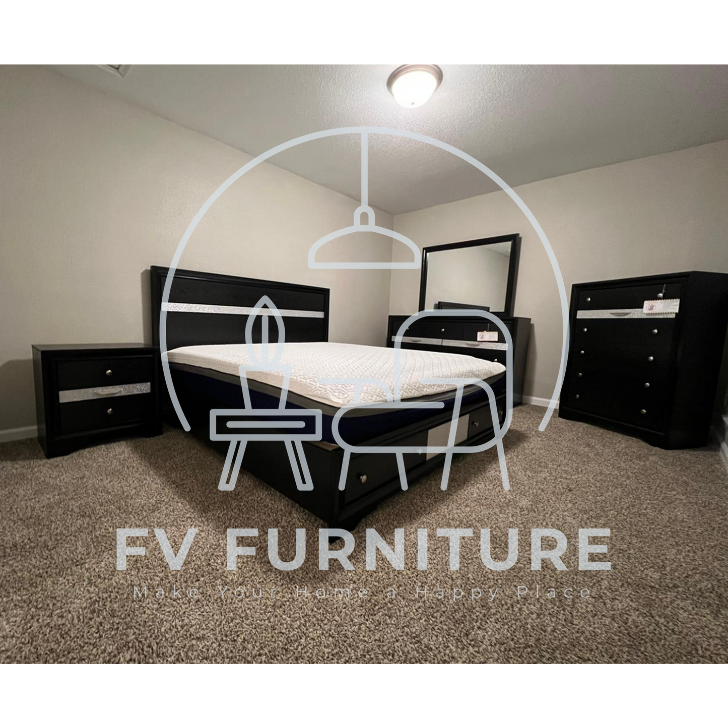 5pcs Wood Bedroom Set (Multiple Sizes & Colors)