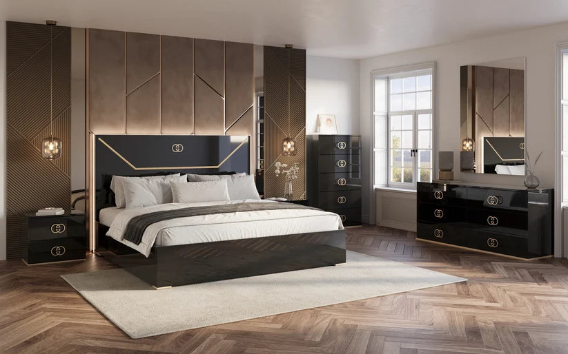 4pcs & 5pcs Vogue Collection (Black) Bedroom Set