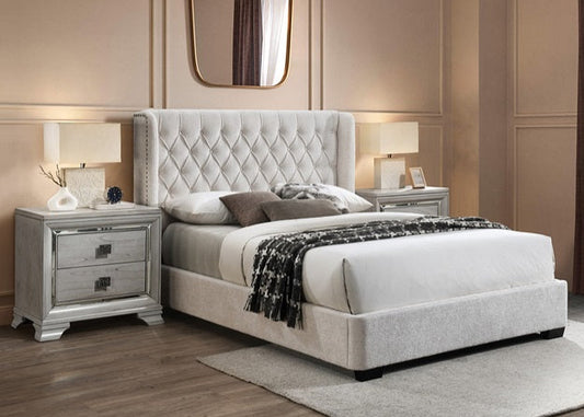 Daphne Cream Linen Bed Frame