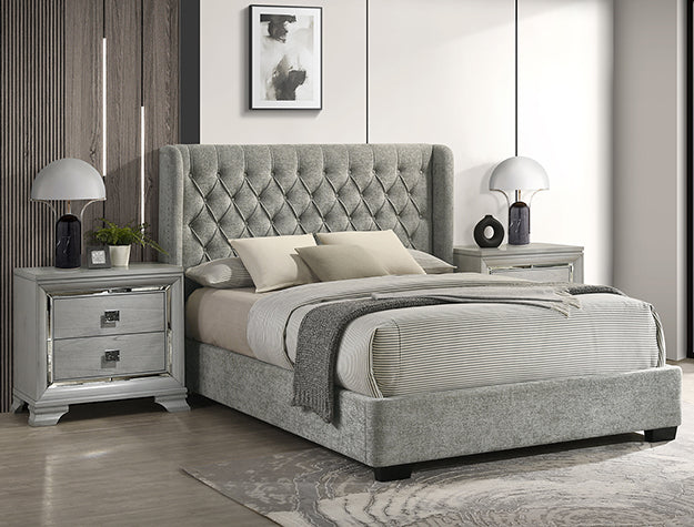 DAPHNE QUEEN HEADBOARD L.GREY TWEED