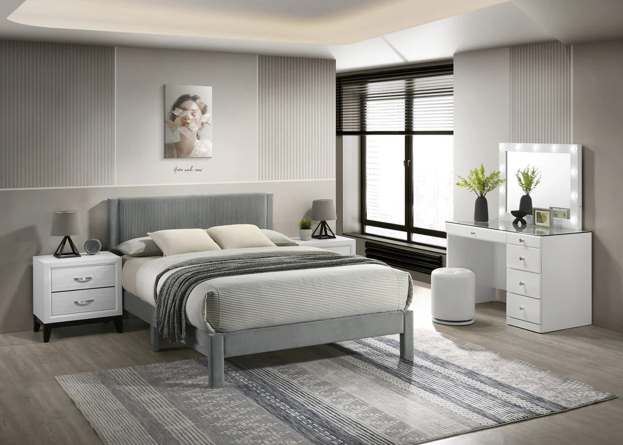 Lucia Light Grey Platform Bed Frame