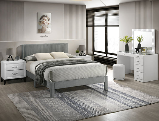 5097LG Lucia Light Gray Bed Frame