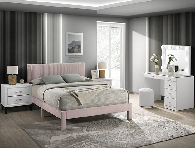 LUCIA QUEEN PLATFORM BED PINK