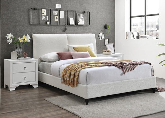 Jen White Boucle Bed Frame