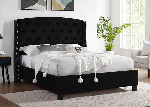 5111 Eva Black Linen Bed Frame