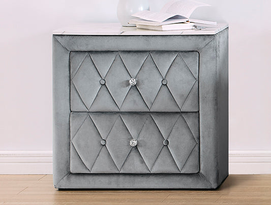 5114GY-2 Annabelle Grey Velvet Nightstand