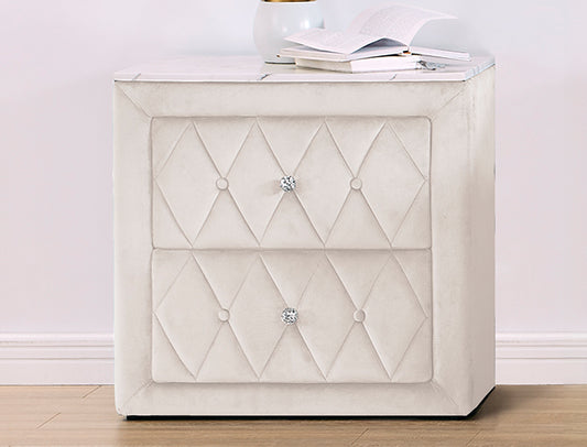 5114IV-2 Annabelle Ivory Velvet Nightstand