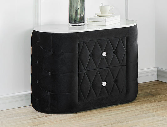 5115BK-2 Natalia Black Velvet Nightstand
