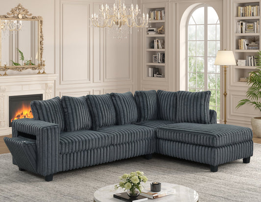 516 - Reversible Charcoal Sectional