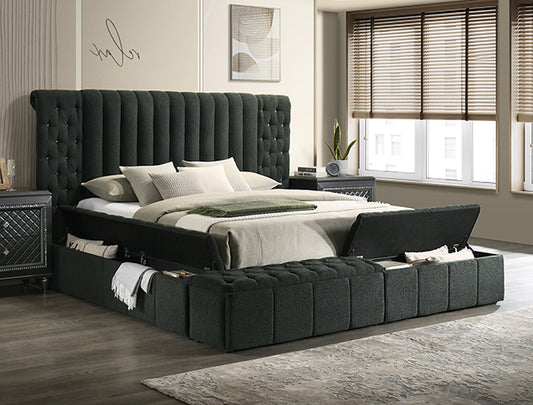 5201 Danbury Black Boucle Bed Frame