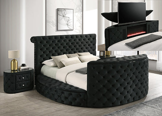 5212BK Voltare Black Fireplace & TV Lift Bed Frame