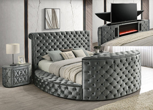 5212GY Voltare Grey Fireplace & TV Lift Bed Frame