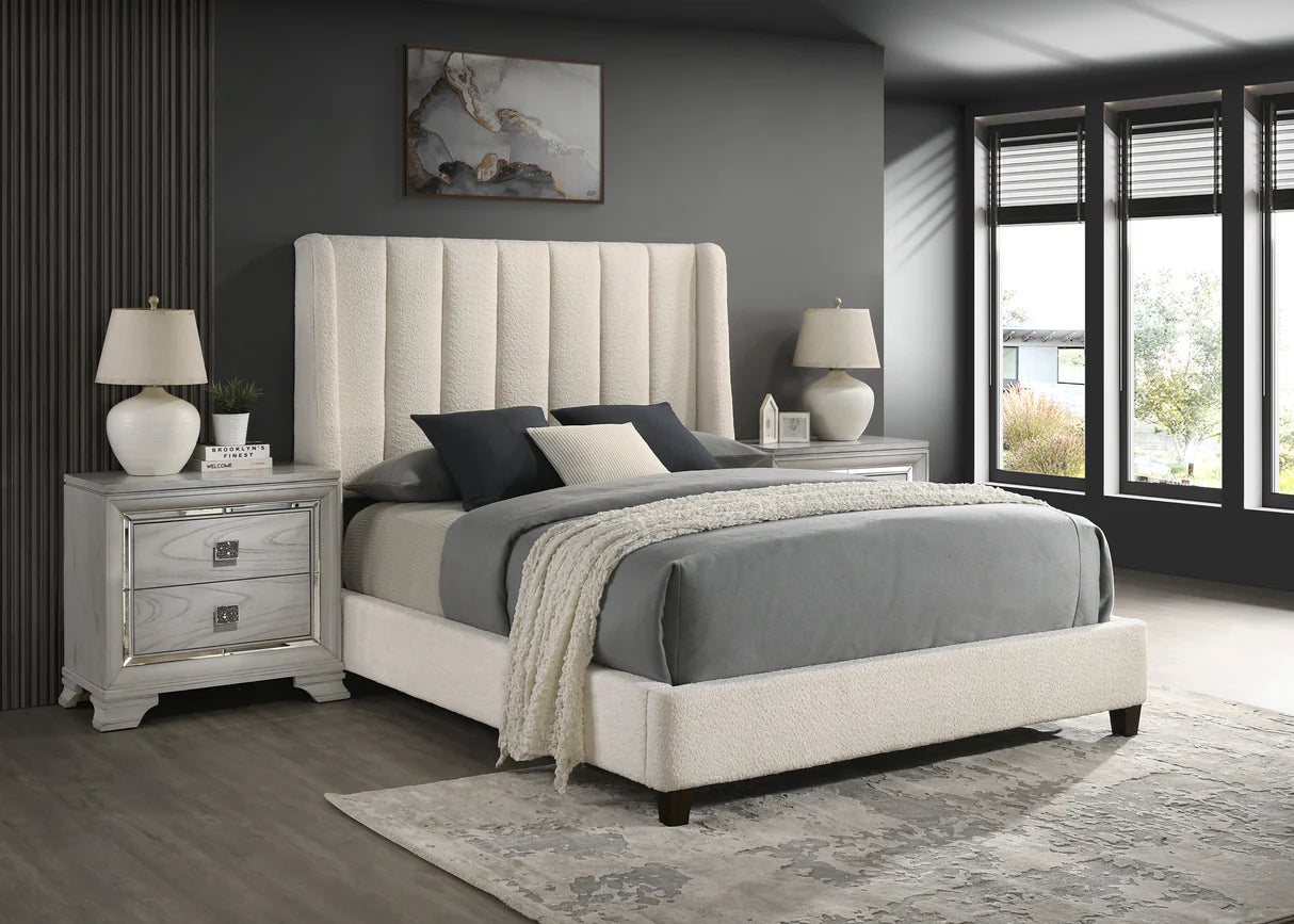 Agnes White Boucle Bed Frame